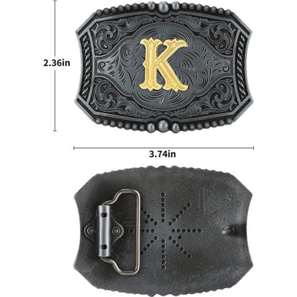JMM Western Belt Buckle Initial Letters ABCDEFG to Y-Cowboy Rodeo Belt Buckle